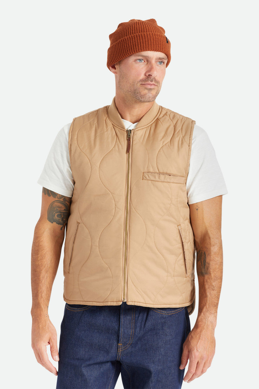 Chaquetas Brixton Abraham Reversible Vest Hombre Beige | OVBPXK826