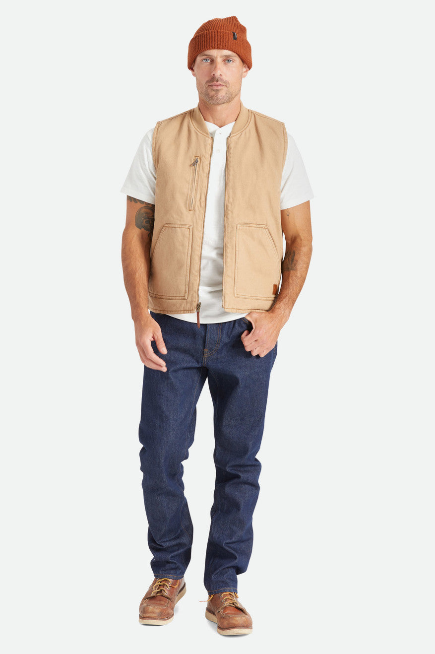 Chaquetas Brixton Abraham Reversible Vest Hombre Beige | OVBPXK826