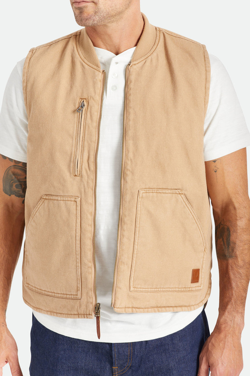 Chaquetas Brixton Abraham Reversible Vest Hombre Beige | OVBPXK826