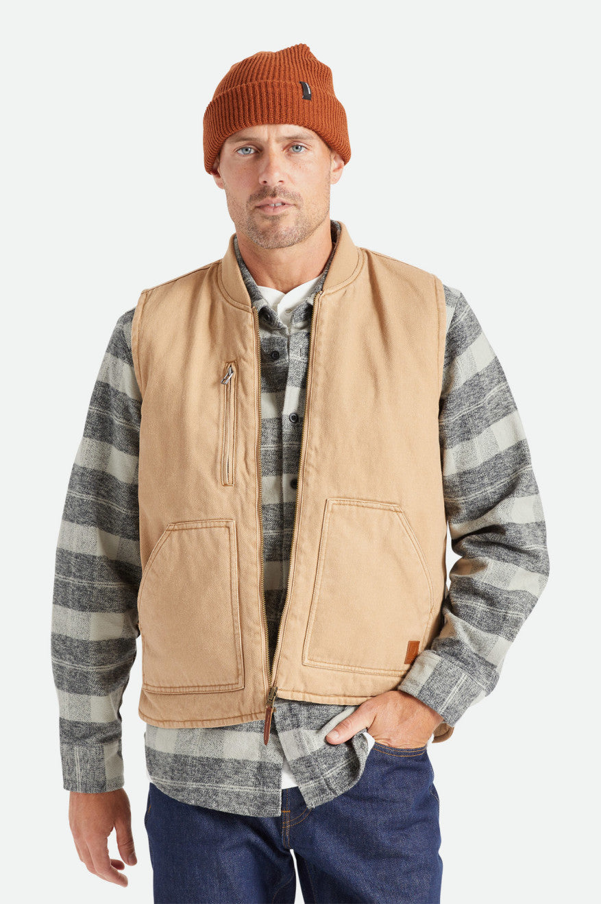 Chaquetas Brixton Abraham Reversible Vest Hombre Beige | OVBPXK826