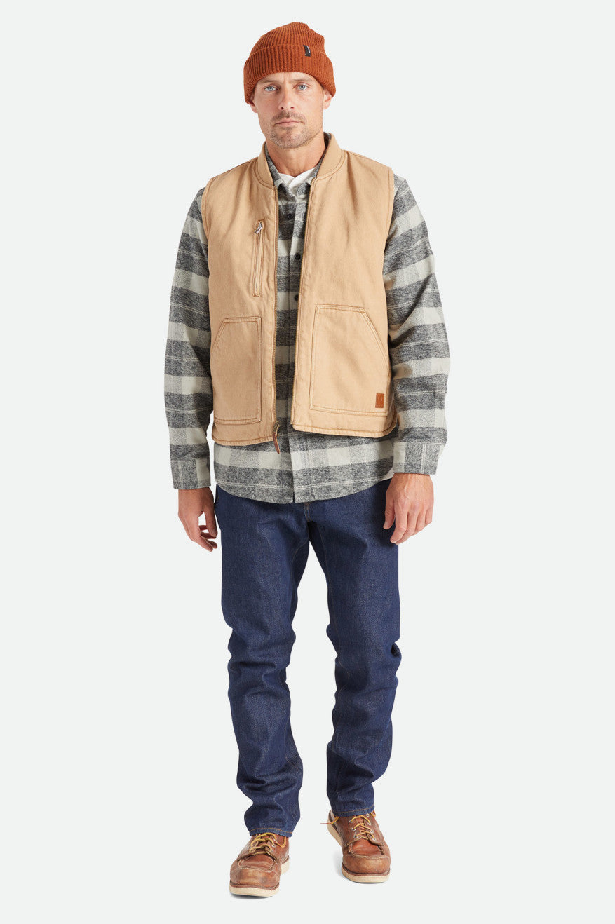 Chaquetas Brixton Abraham Reversible Vest Hombre Beige | OVBPXK826