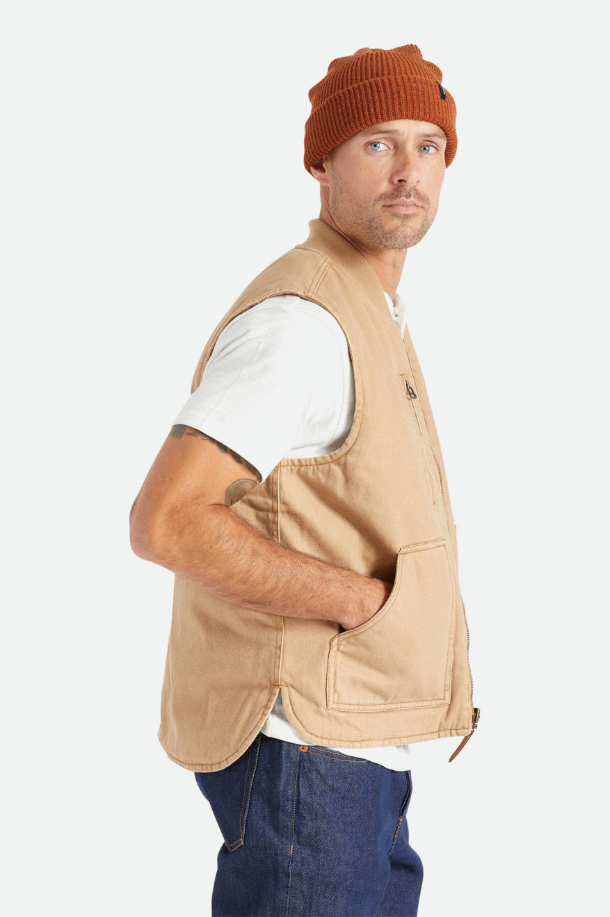 Chaquetas Brixton Abraham Reversible Vest Hombre Beige | OVBPXK826