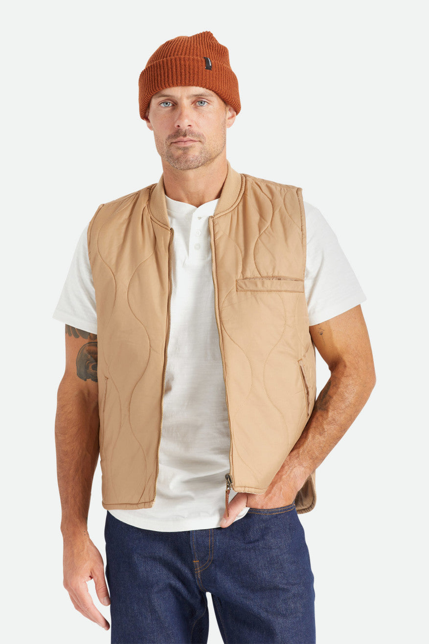 Chaquetas Brixton Abraham Reversible Vest Hombre Beige | OVBPXK826