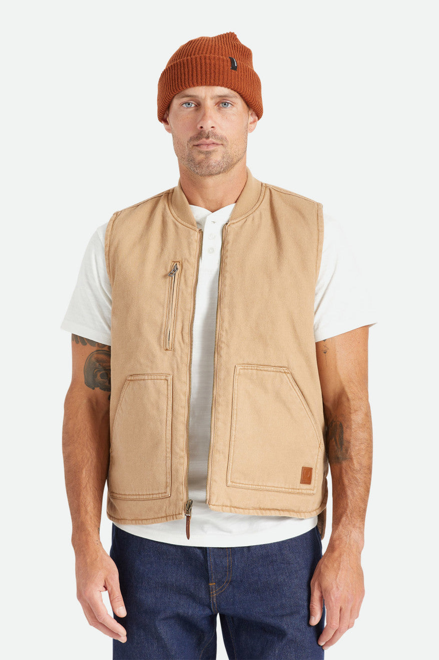 Chaquetas Brixton Abraham Reversible Vest Hombre Beige | OVBPXK826