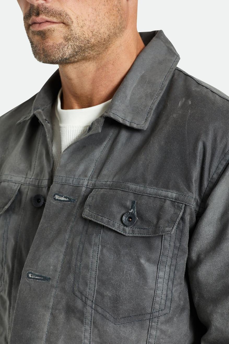 Chaquetas Brixton Cable Reserve Waxed Lona Trucker Hombre Gris | GISQYZ641