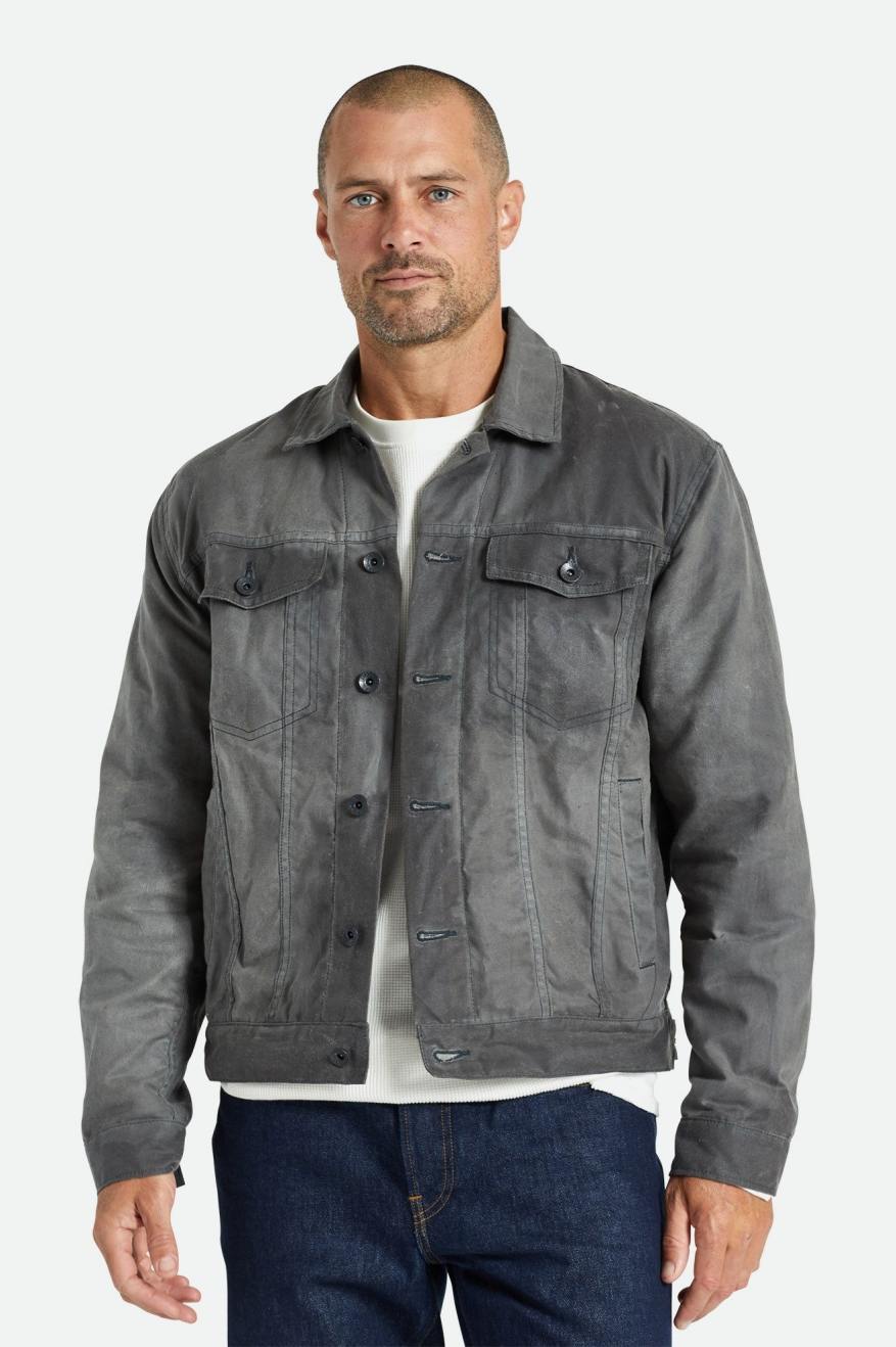 Chaquetas Brixton Cable Reserve Waxed Lona Trucker Hombre Gris | GISQYZ641