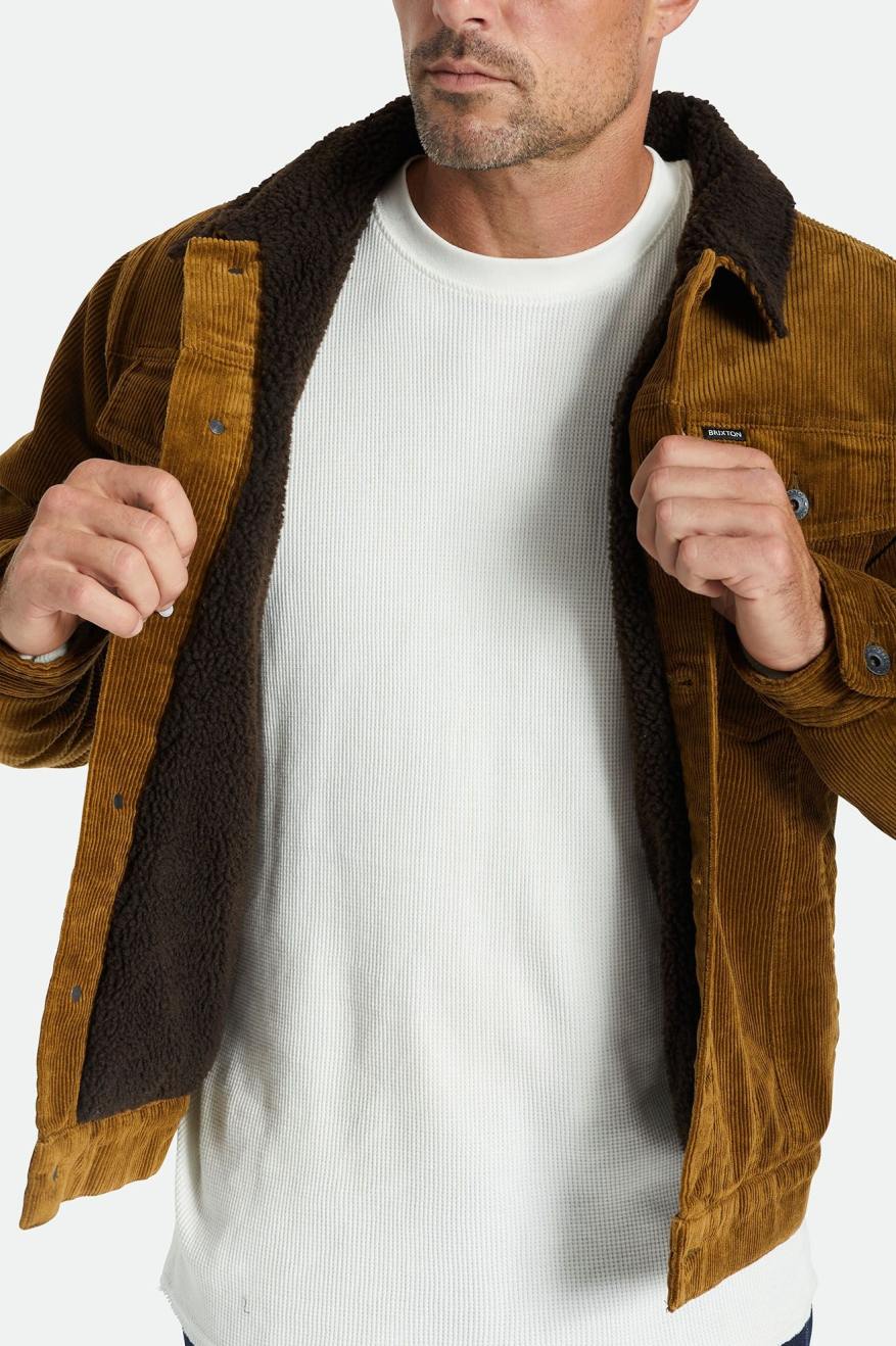 Chaquetas Brixton Cable Sherpa Forro Trucker Hombre Marrones | SUGAEC031