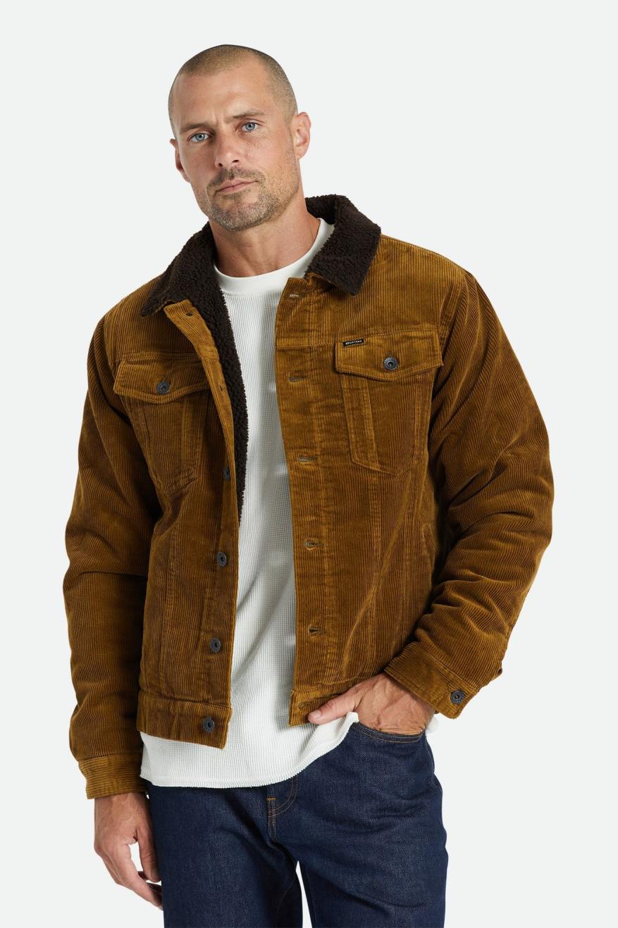 Chaquetas Brixton Cable Sherpa Forro Trucker Hombre Marrones | SUGAEC031