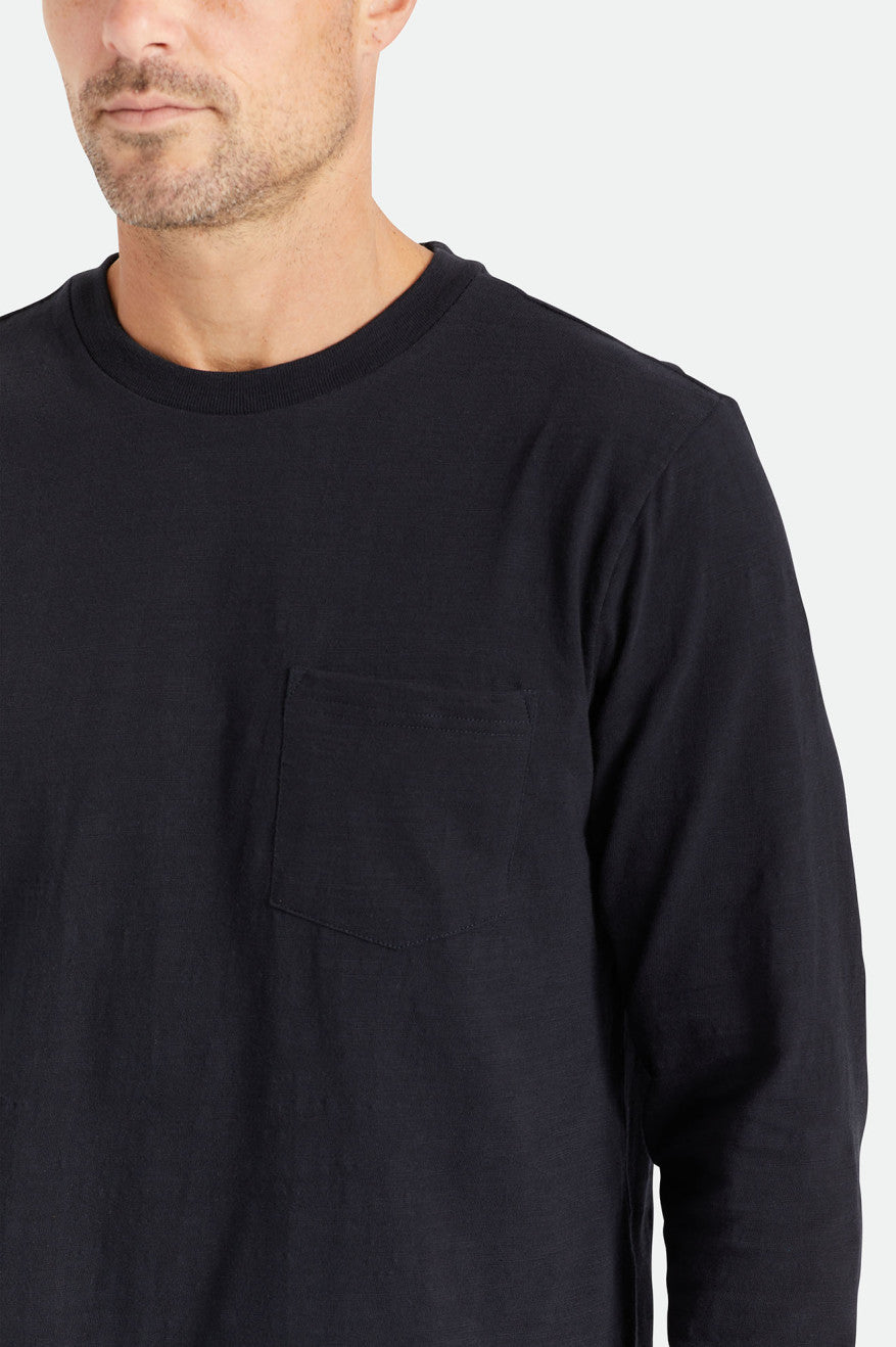 Prendas De Punto Brixton Basic Slub L/S Pocket Hombre Negras | DNGZWC843