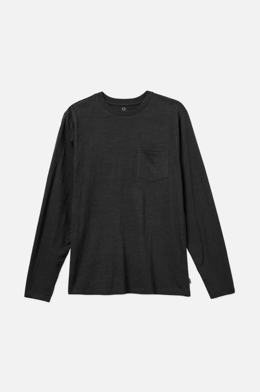 Prendas De Punto Brixton Basic Slub L/S Pocket Hombre Negras | DNGZWC843