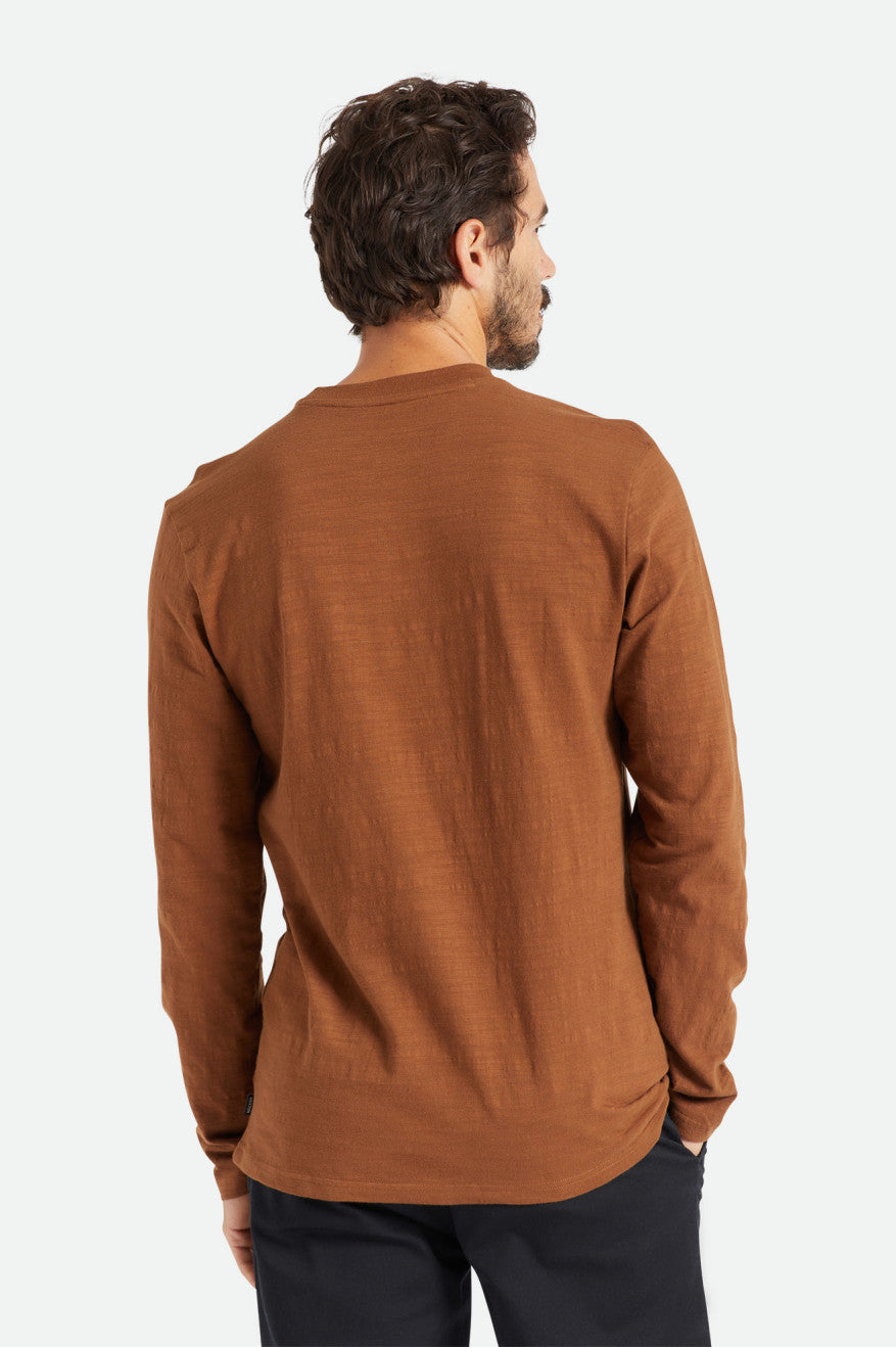 Prendas De Punto Brixton Basic Slub L/S Pocket Hombre Marrones | VTJRYH579