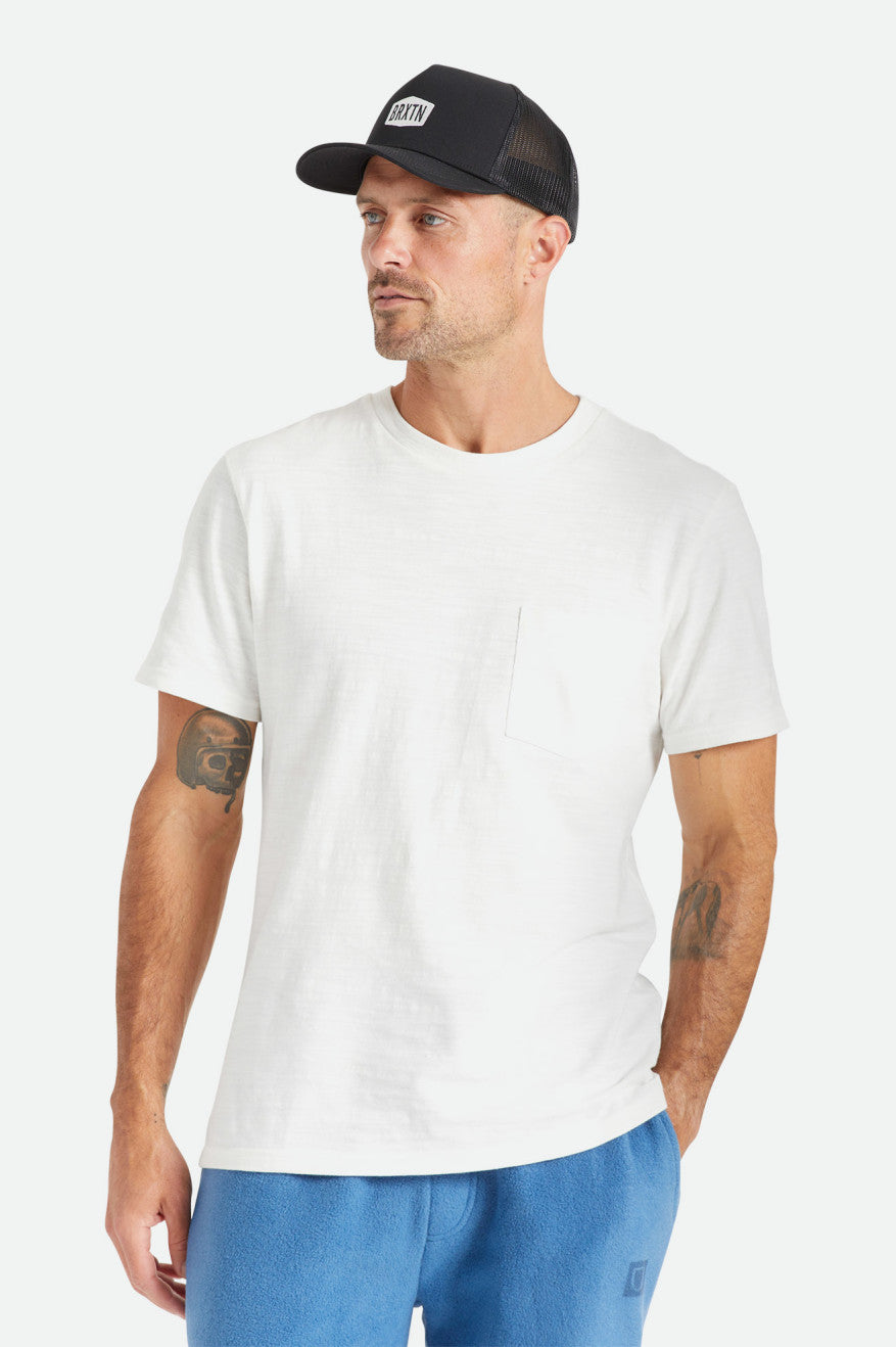 Prendas De Punto Brixton Basic Slub S/S Pocket Hombre Blancas | GZKRJL724