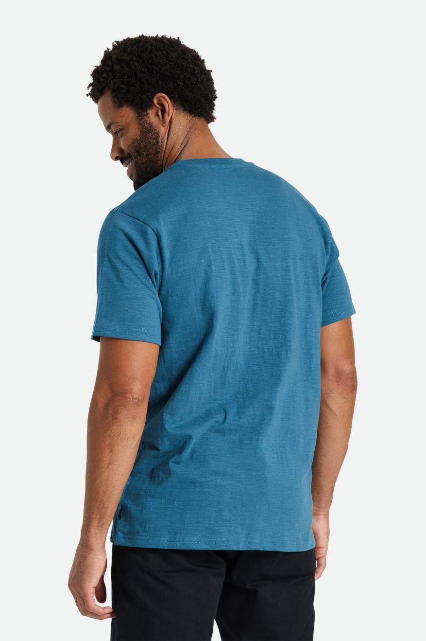 Prendas De Punto Brixton Basic Slub S/S Pocket Hombre Turquesa | JOPUBS379