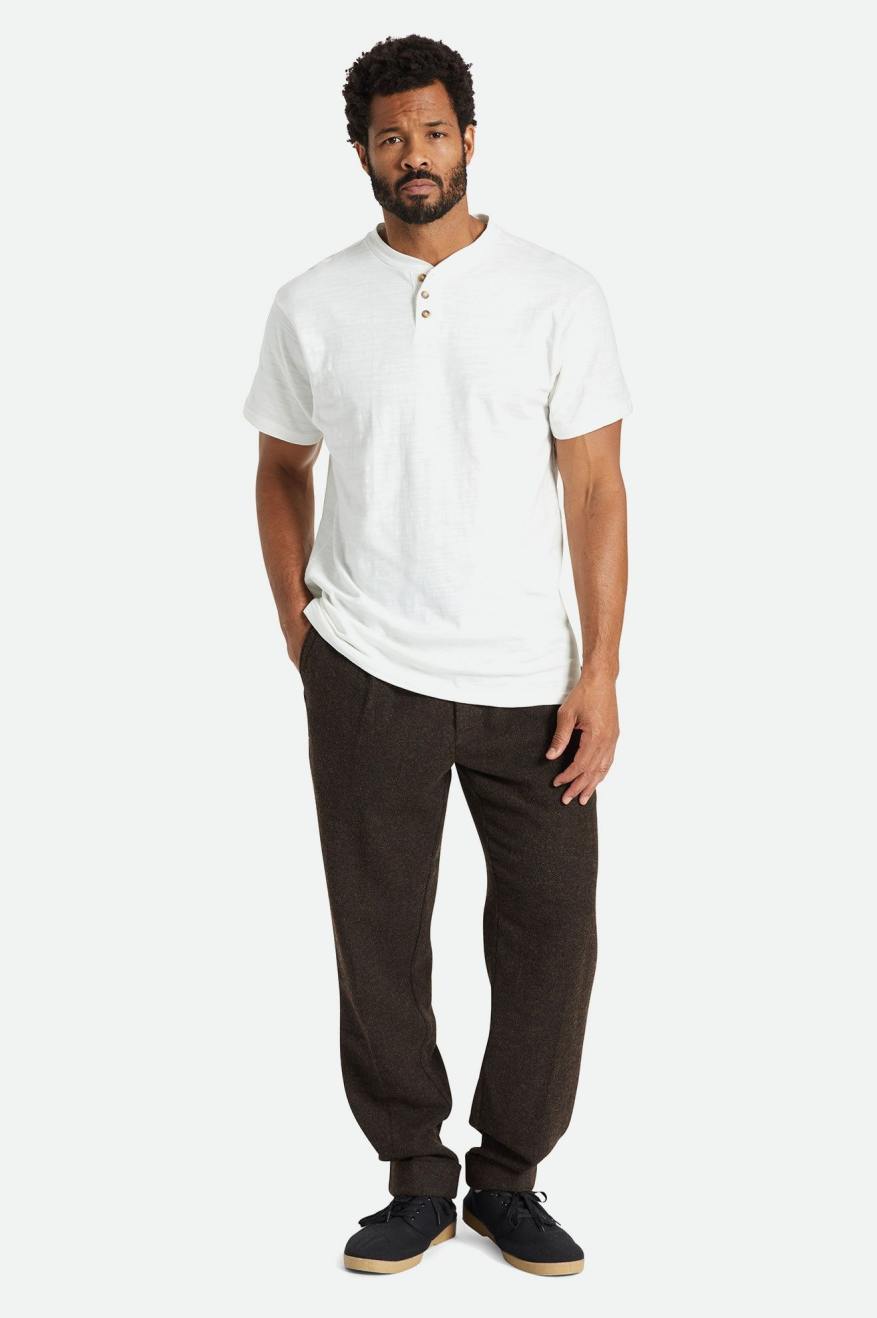 Prendas De Punto Brixton Basic Slub S/S Henley Hombre Blancas | SVDFYO236