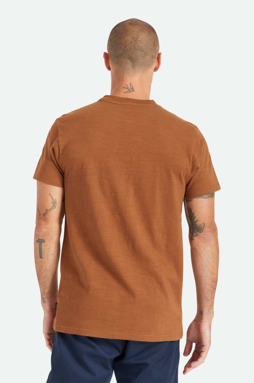 Prendas De Punto Brixton Basic Slub S/S Henley Hombre Marrones | XDUYQN396