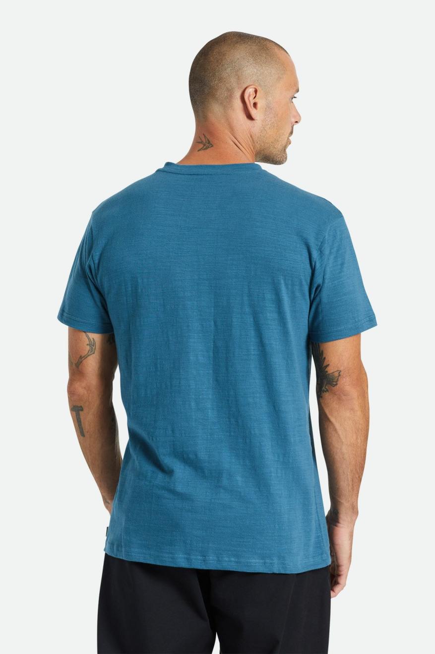 Prendas De Punto Brixton Basic Slub S/S Henley Hombre Turquesa | XWBOZQ450