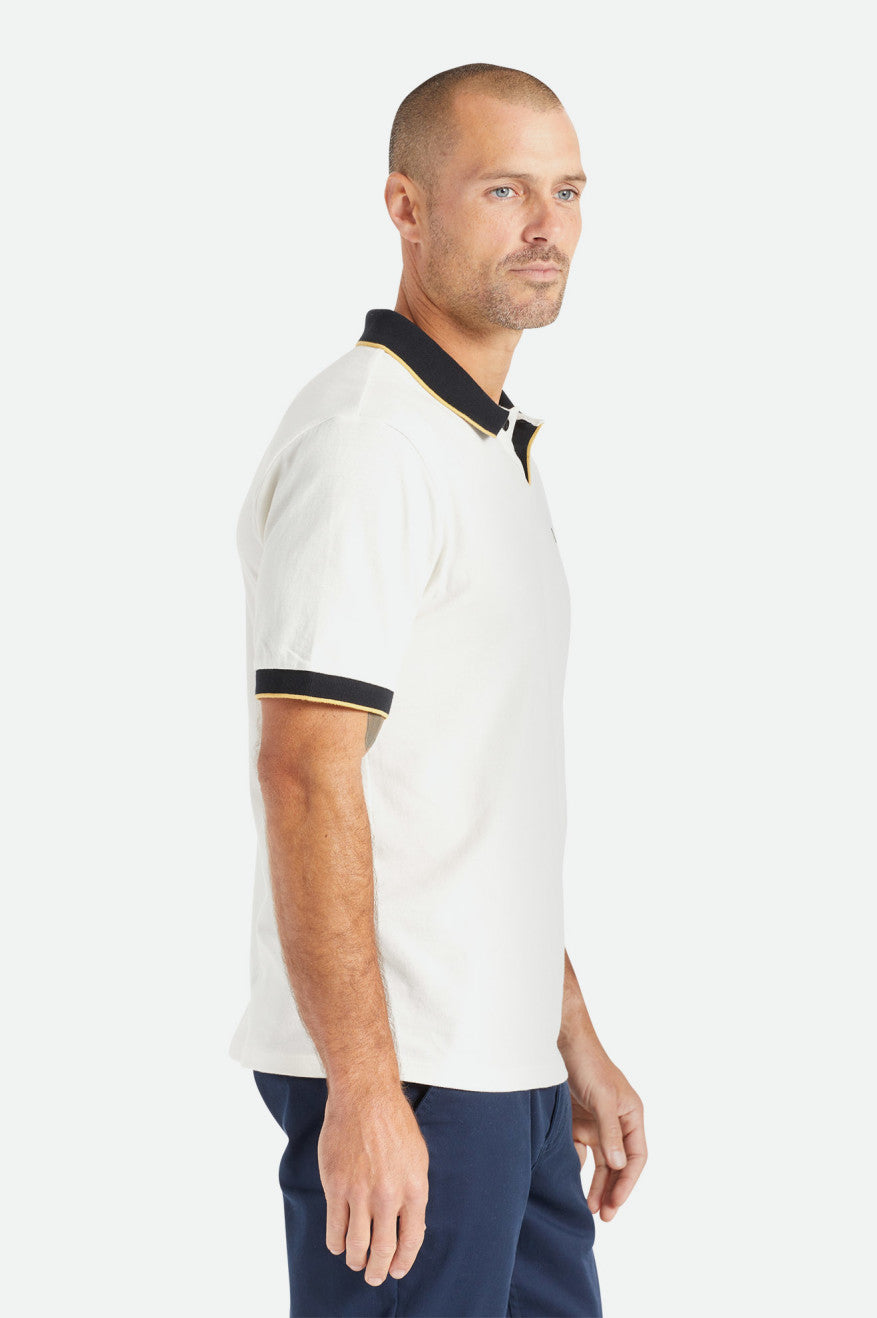 Prendas De Punto Brixton Proper S/S Polo Hombre Blancas Negras | MUWXKV186