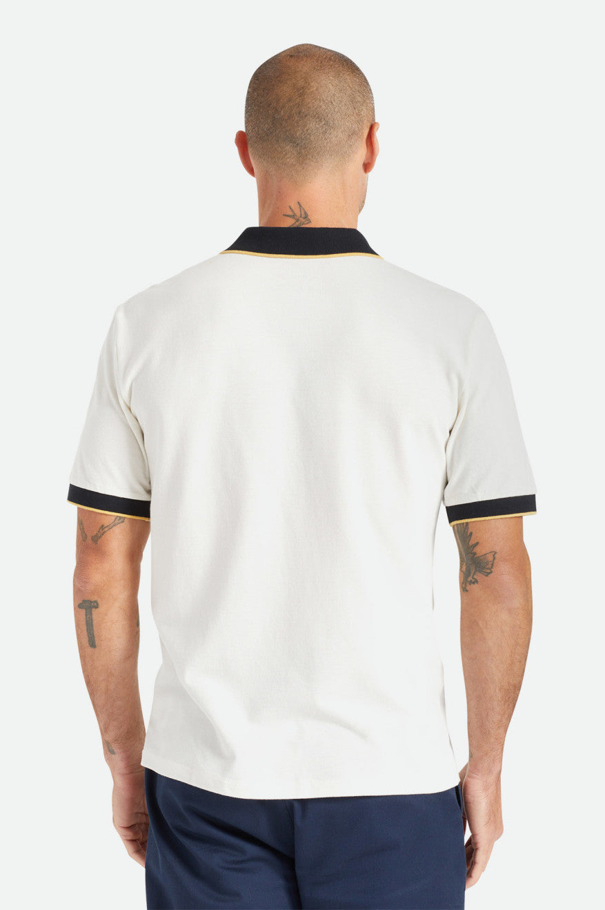 Prendas De Punto Brixton Proper S/S Polo Hombre Blancas Negras | MUWXKV186