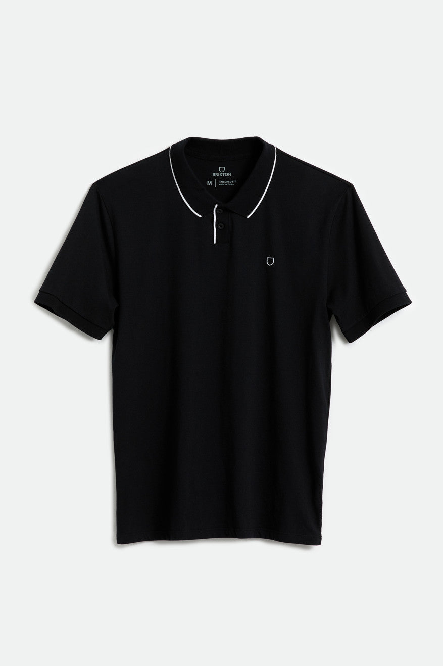 Prendas De Punto Brixton Proper S/S Polo Hombre Negras Blancas | RZMTHC371