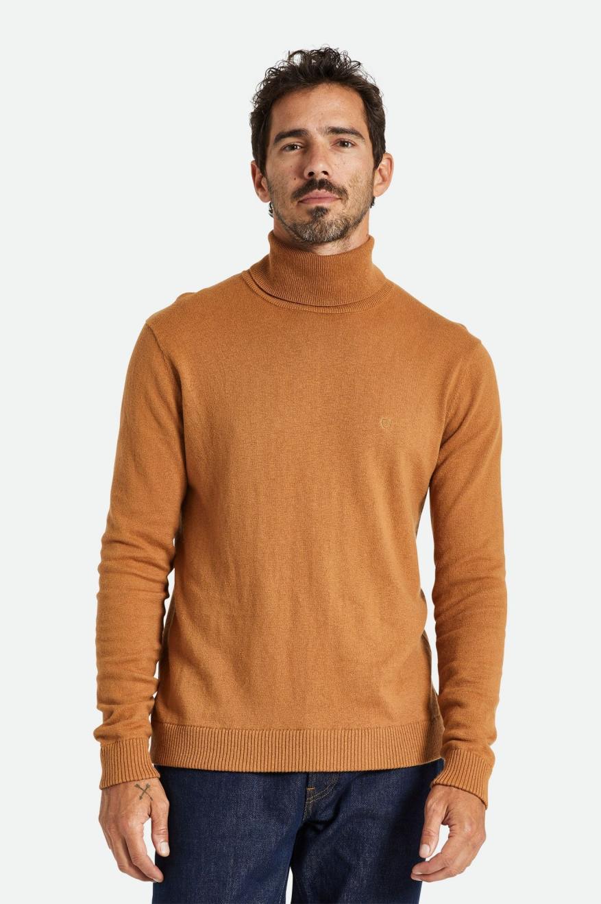 Prendas De Punto Brixton Reserve Cashmere L/S Turtleneck Hombre Marrones | GHBTCX215