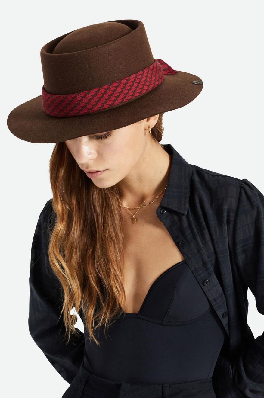 Sombreros De Fieltro Brixton Fender Jaguar Contour Fedora Mujer Marrones | ZPVJNW105