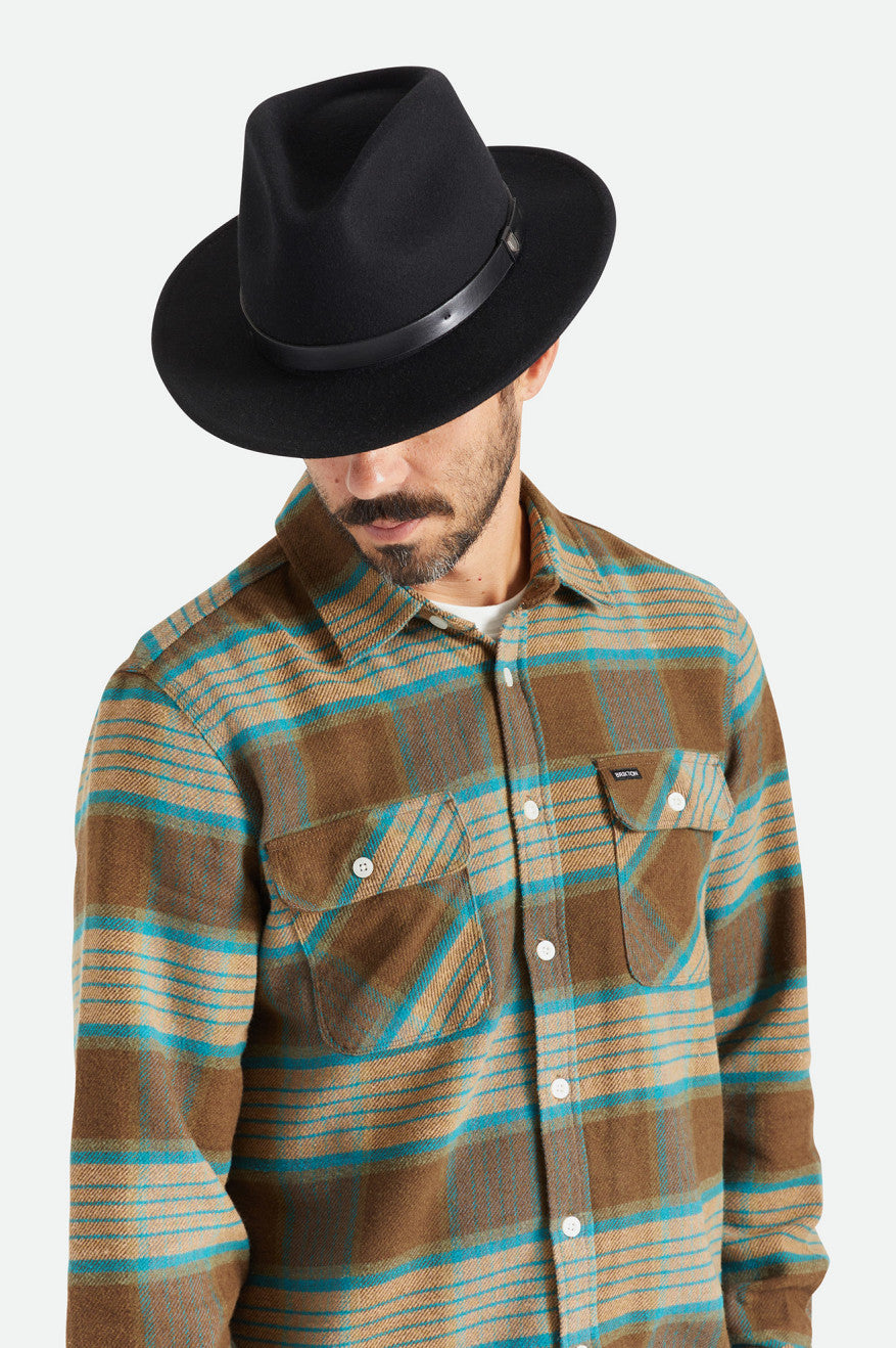 Sombreros De Fieltro Brixton Messer Fedora Mujer Negras | GMIROQ237