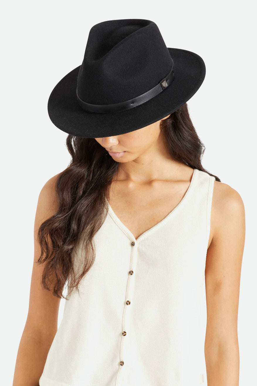 Sombreros De Fieltro Brixton Messer Fedora Mujer Negras | GMIROQ237