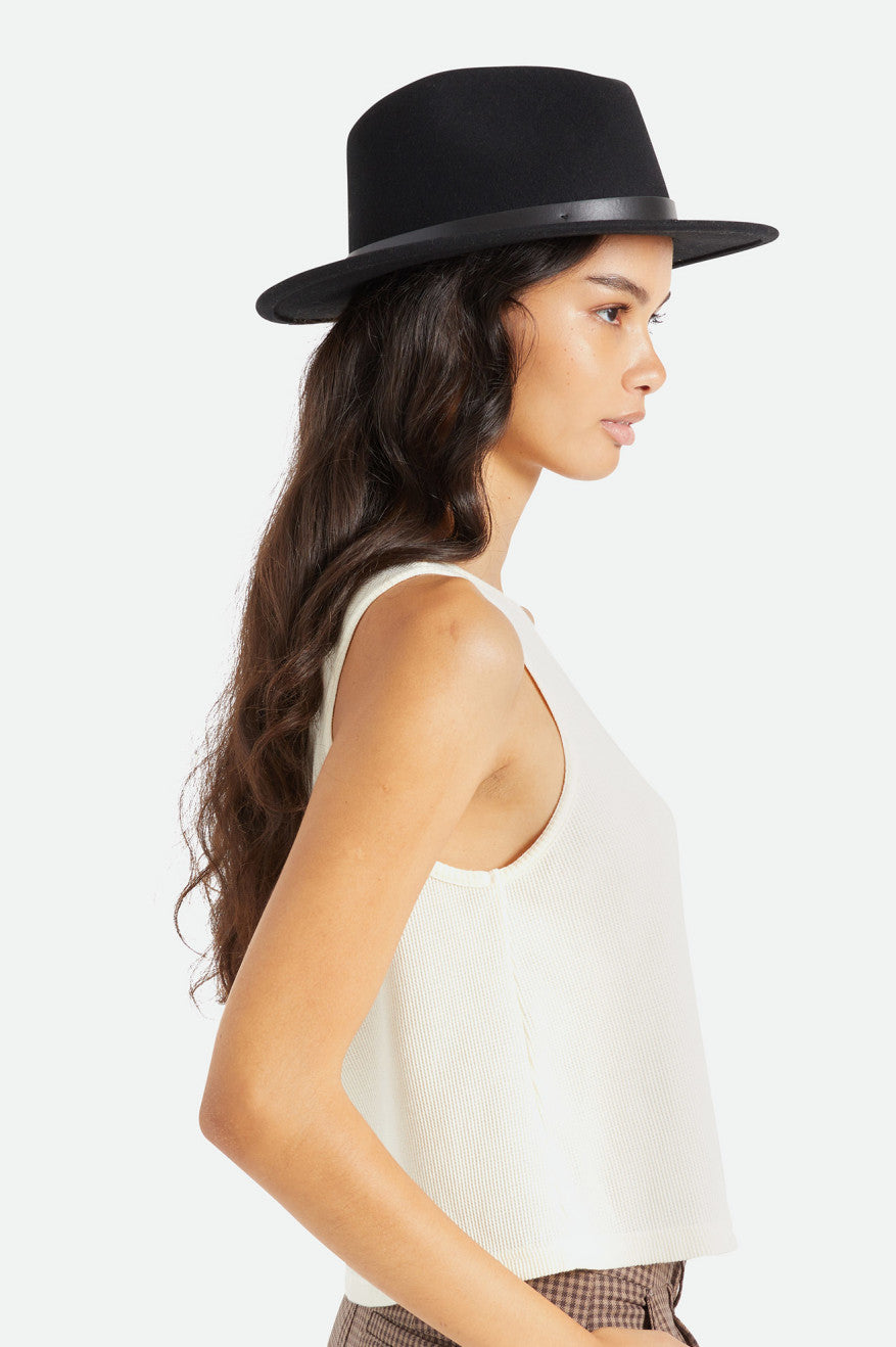 Sombreros De Fieltro Brixton Messer Fedora Mujer Negras | GMIROQ237