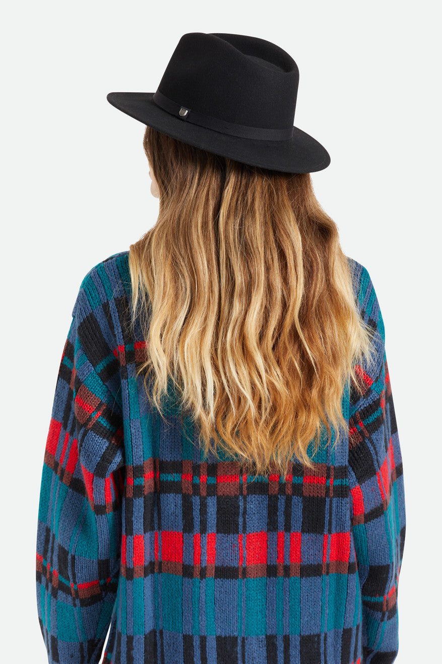 Sombreros De Fieltro Brixton Messer Packable Fedora Mujer Negras | MTUWBN618