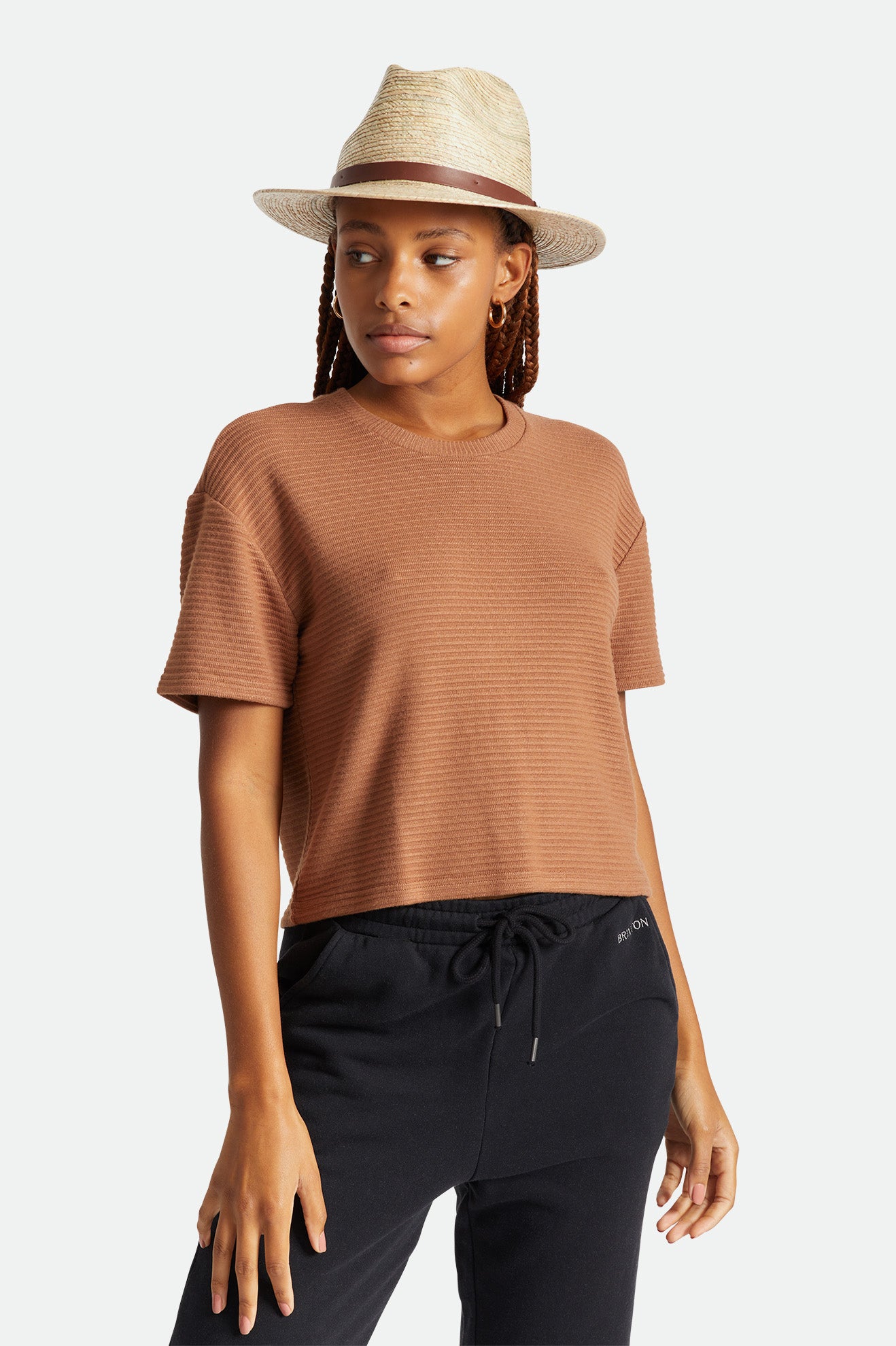 Sombreros De Fieltro Brixton Messer Straw Fedora Mujer Beige | XFVGNH498