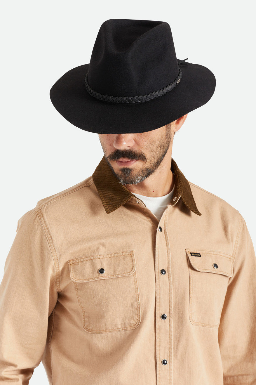 Sombreros De Fieltro Brixton Messer Western Fedora Mujer Negras | FYEKRX782