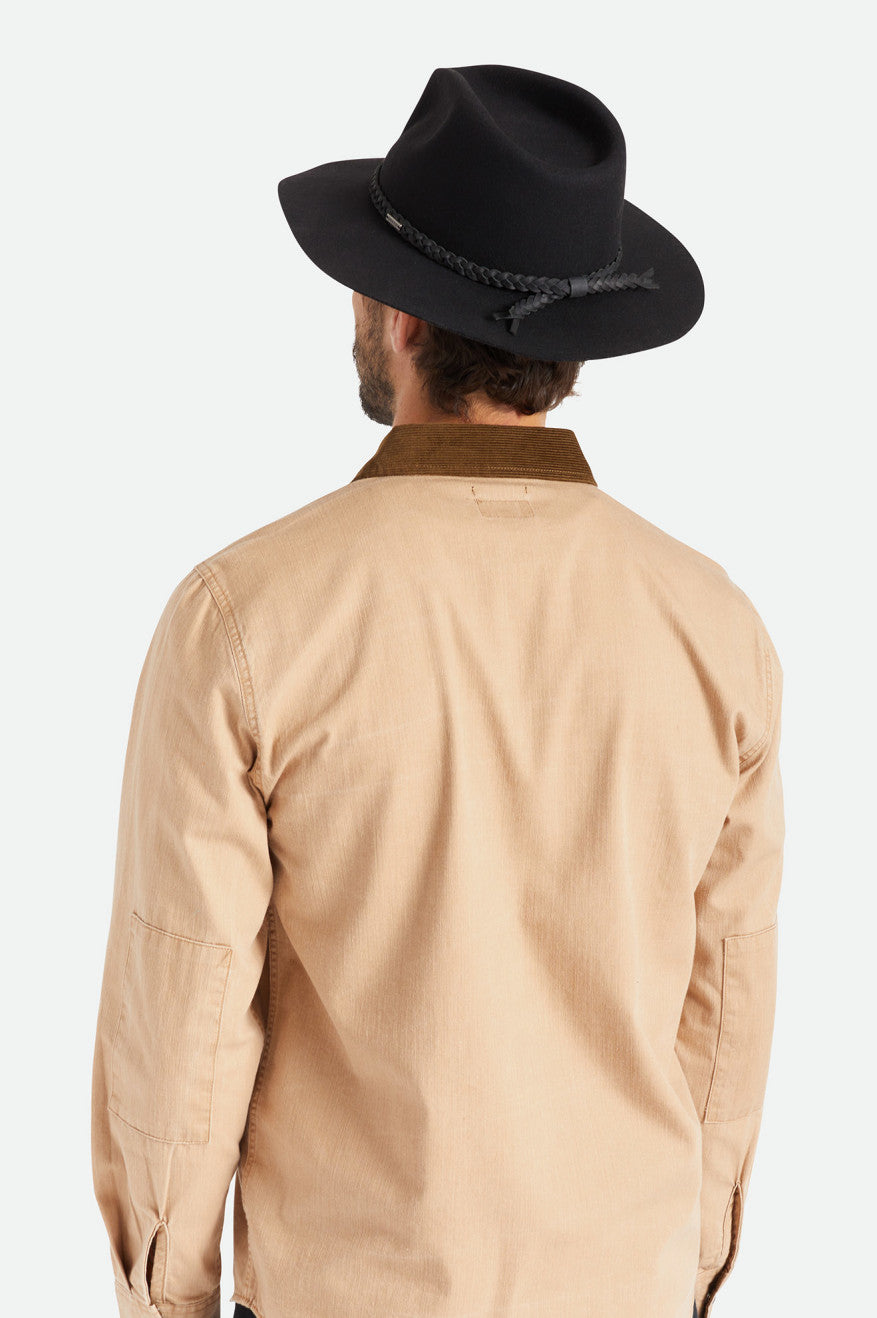 Sombreros De Fieltro Brixton Messer Western Fedora Mujer Negras | FYEKRX782