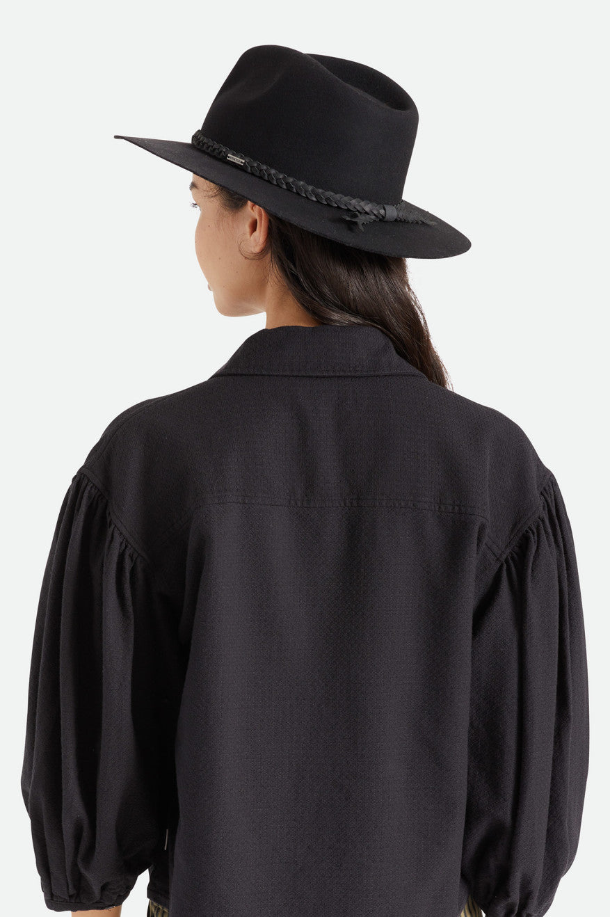 Sombreros De Fieltro Brixton Messer Western Fedora Mujer Negras | FYEKRX782