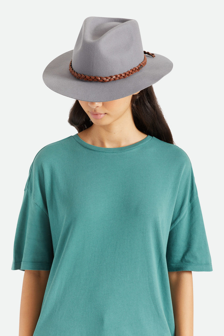 Sombreros De Fieltro Brixton Messer Western Fedora Mujer Gris | NFZBDM502