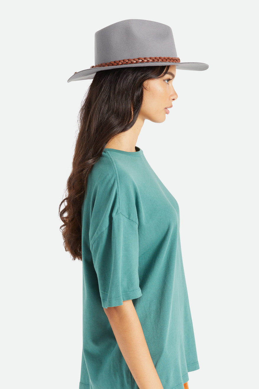 Sombreros De Fieltro Brixton Messer Western Fedora Mujer Gris | NFZBDM502