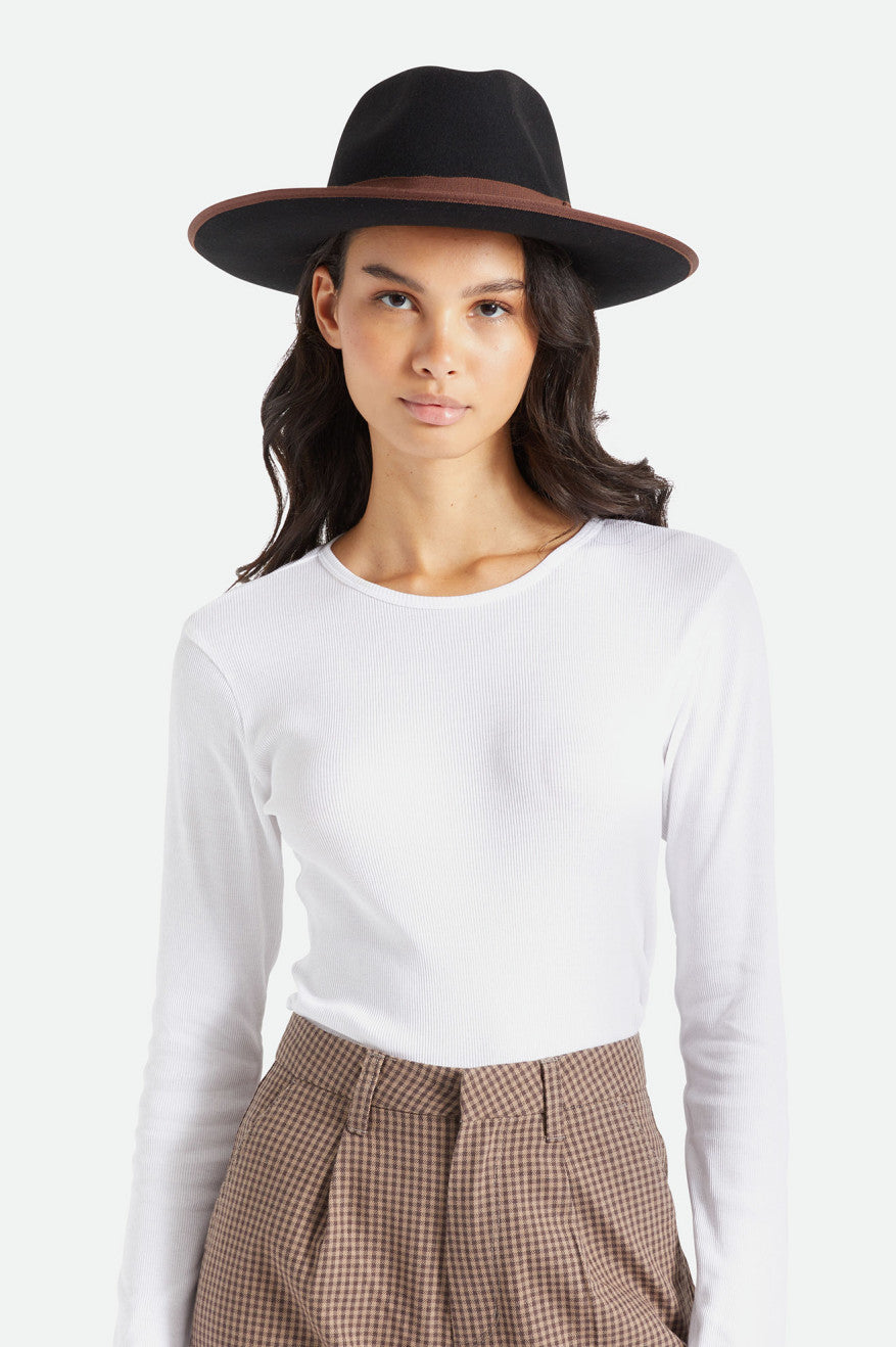 Sombreros De Fieltro Brixton Reno Fedora Mujer Negras Marrones | AJWDCY975