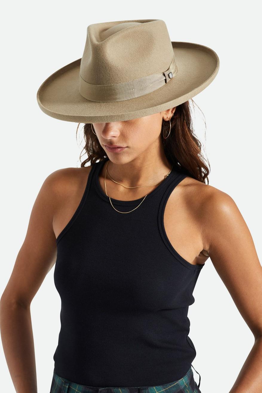 Sombreros De Fieltro Brixton Victoria Felt Fedora Mujer Marrones | GFKNER512