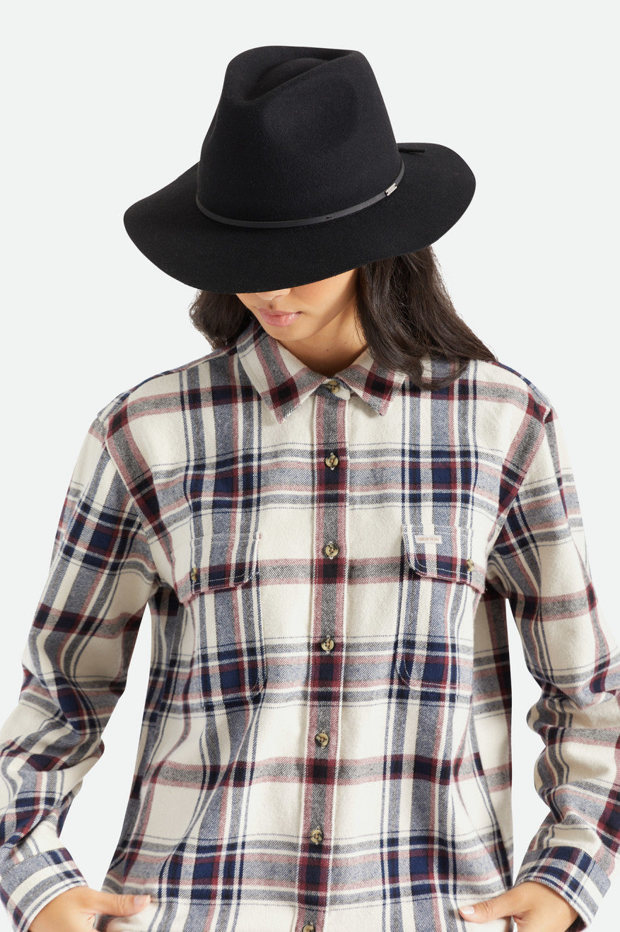 Sombreros De Fieltro Brixton Wesley Fedora Mujer Negras | UGBNRY274