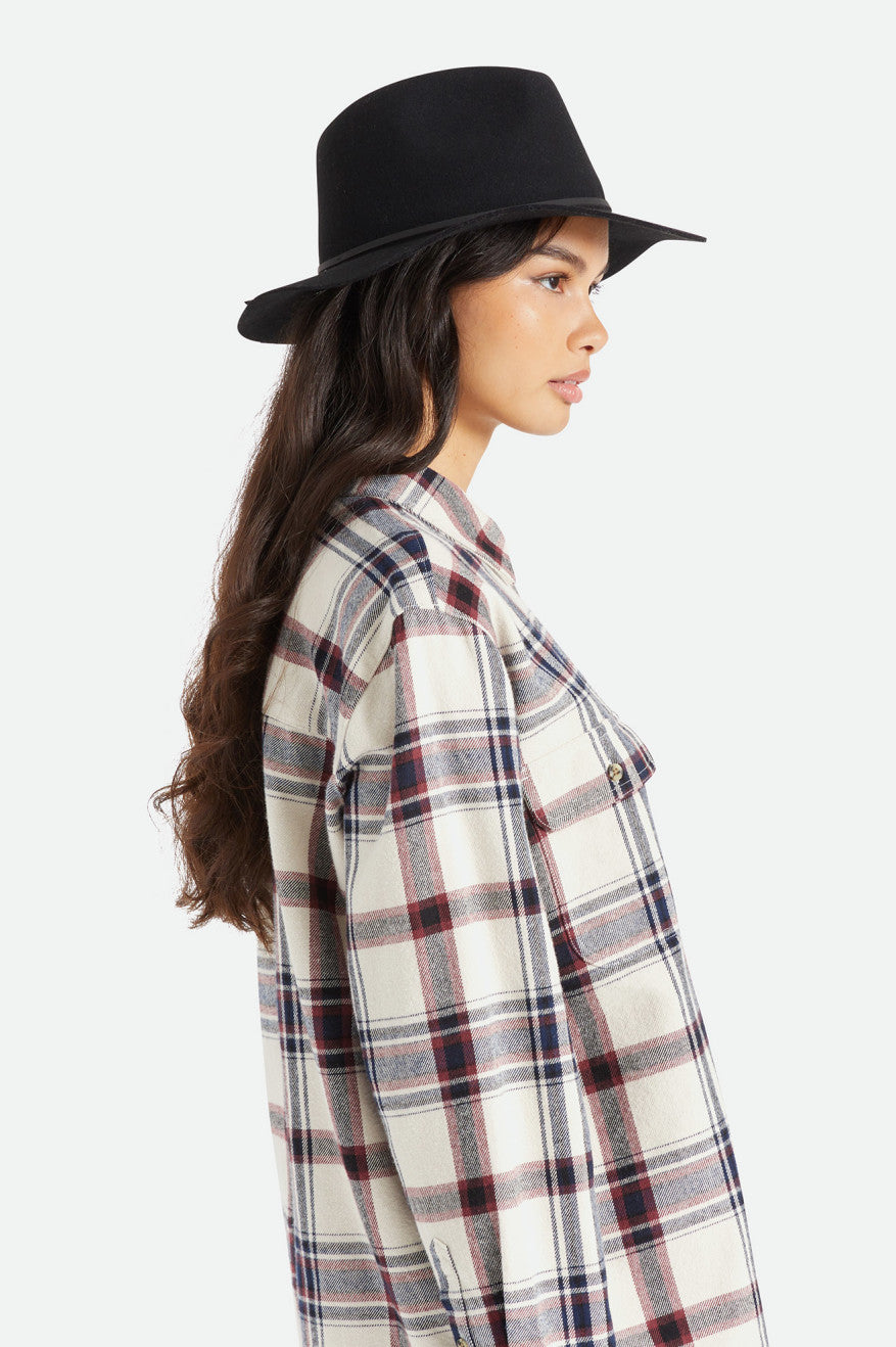 Sombreros De Fieltro Brixton Wesley Fedora Mujer Negras | UGBNRY274