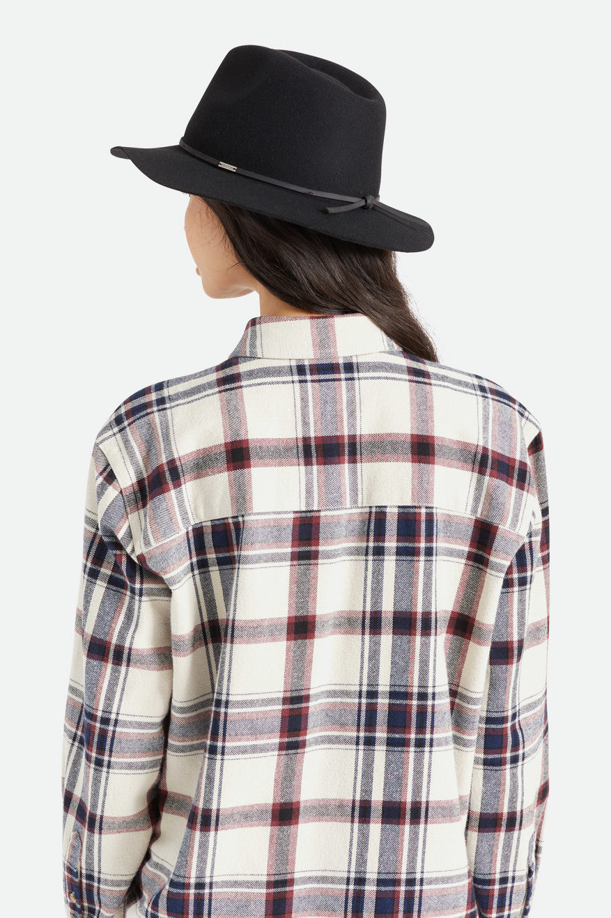 Sombreros De Fieltro Brixton Wesley Fedora Mujer Negras | UGBNRY274