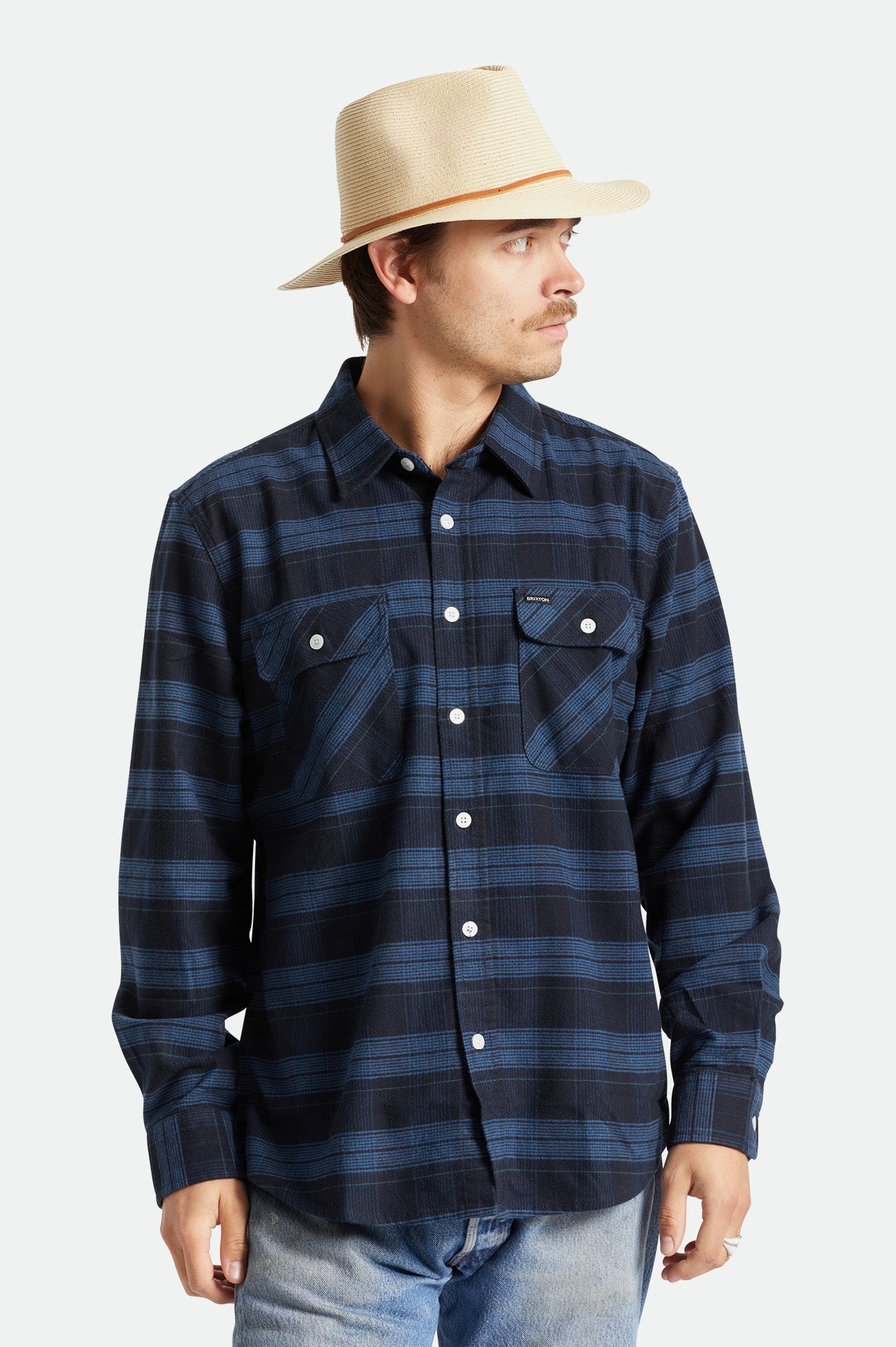 Sombreros De Fieltro Brixton Wesley Straw Packable Hombre Marrones | OMPBGE168