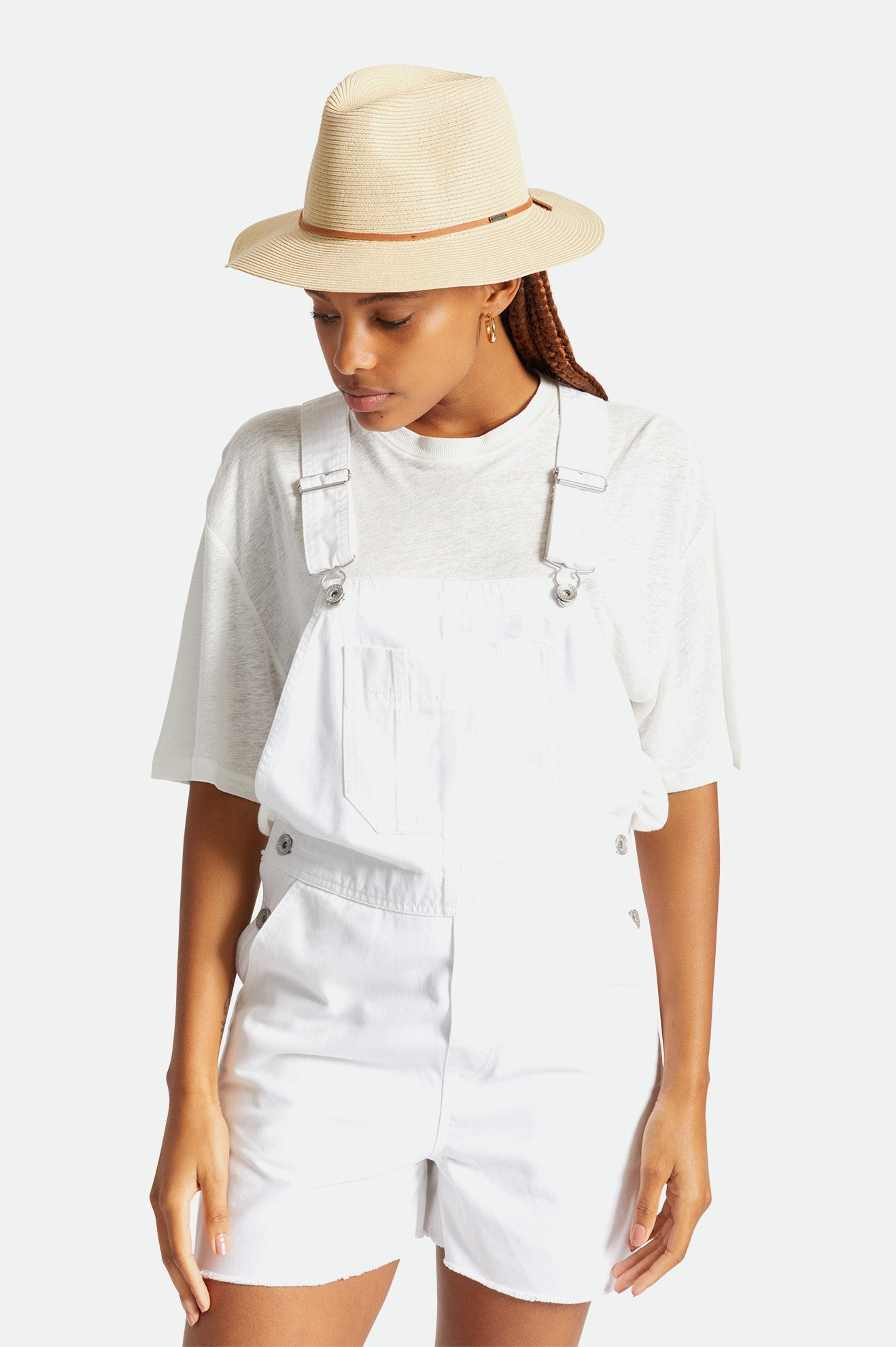 Sombreros De Fieltro Brixton Wesley Straw Packable Fedora Mujer Marrones | RNJSWE340