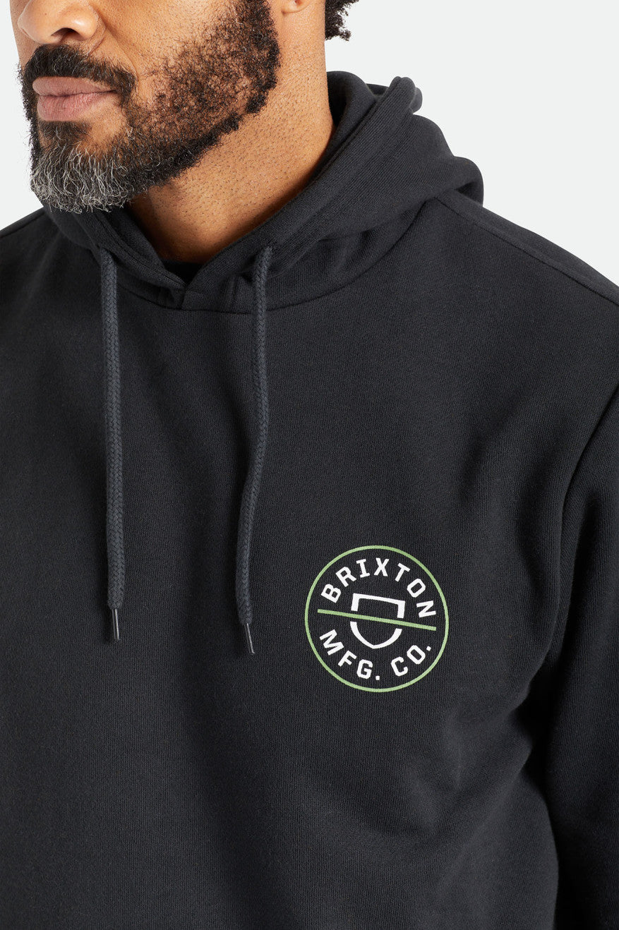 Sudadera Con Capucha Brixton Crest Hombre Negras Verde Blancas | PLGOXR057