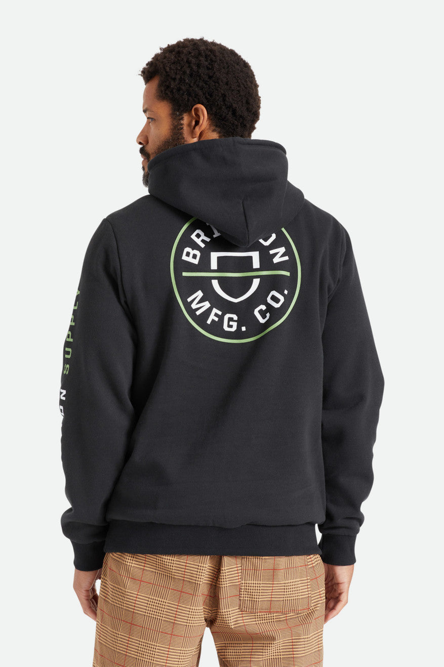 Sudadera Con Capucha Brixton Crest Hombre Negras Verde Blancas | PLGOXR057