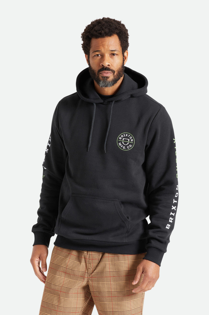 Sudadera Con Capucha Brixton Crest Hombre Negras Verde Blancas | PLGOXR057