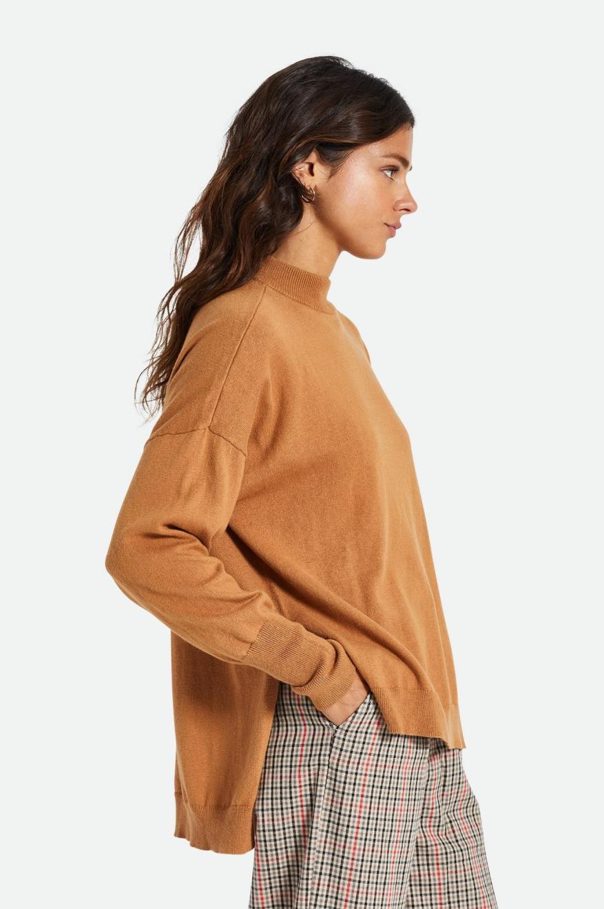 Suéteres Brixton Reserve Oversized Cashmere Mujer Marrones | ARNXSF836