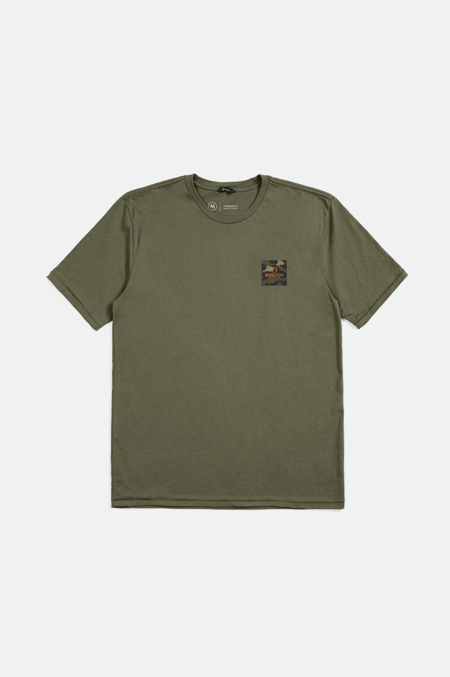 Tops Brixton Alpha Block S/S Tailored Hombre Verde Oliva Naranjas Camuflaje | RIZXNU465