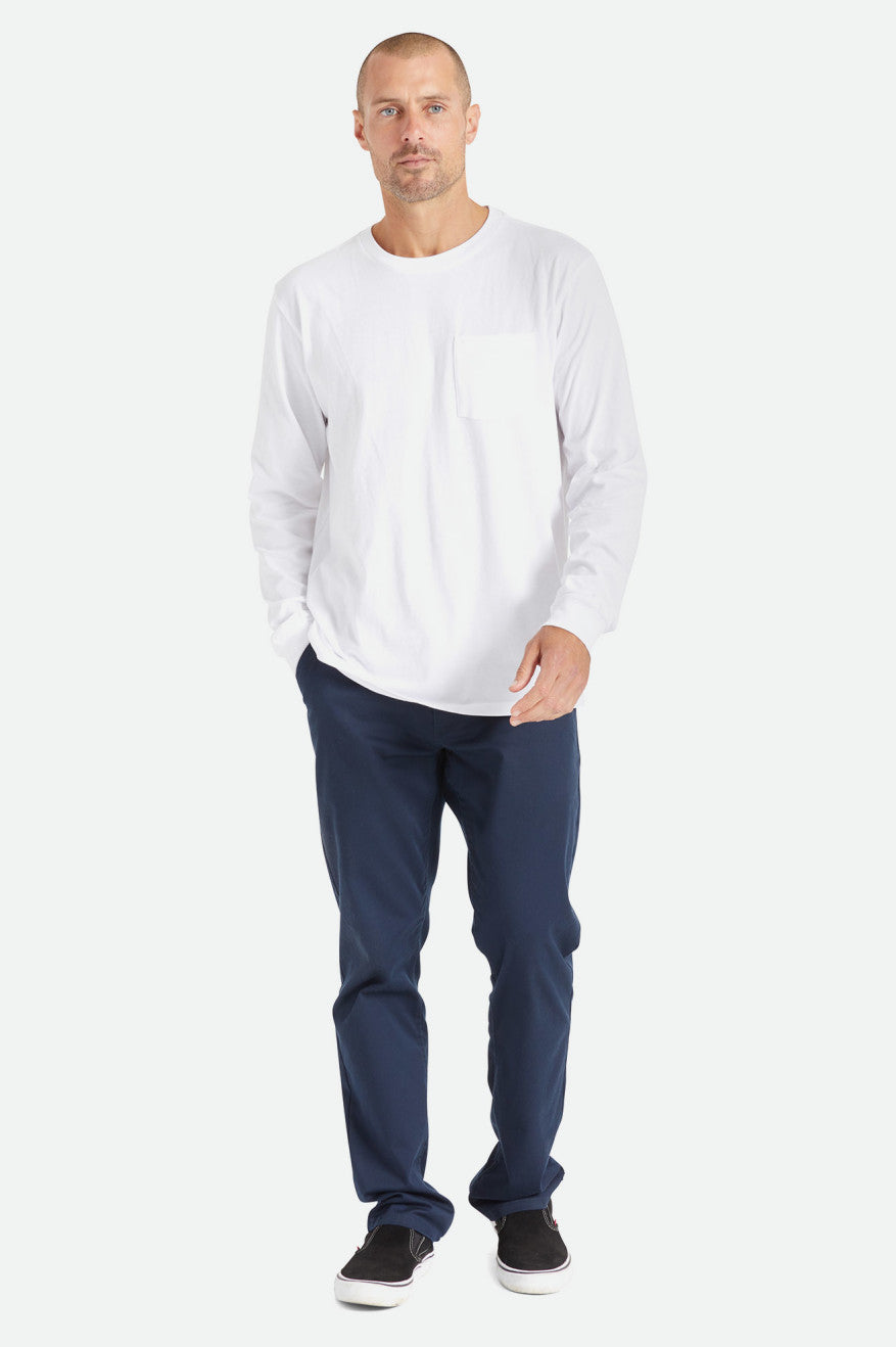 Tops Brixton Basic L/S Pocket Hombre Blancas | RMUIHC546