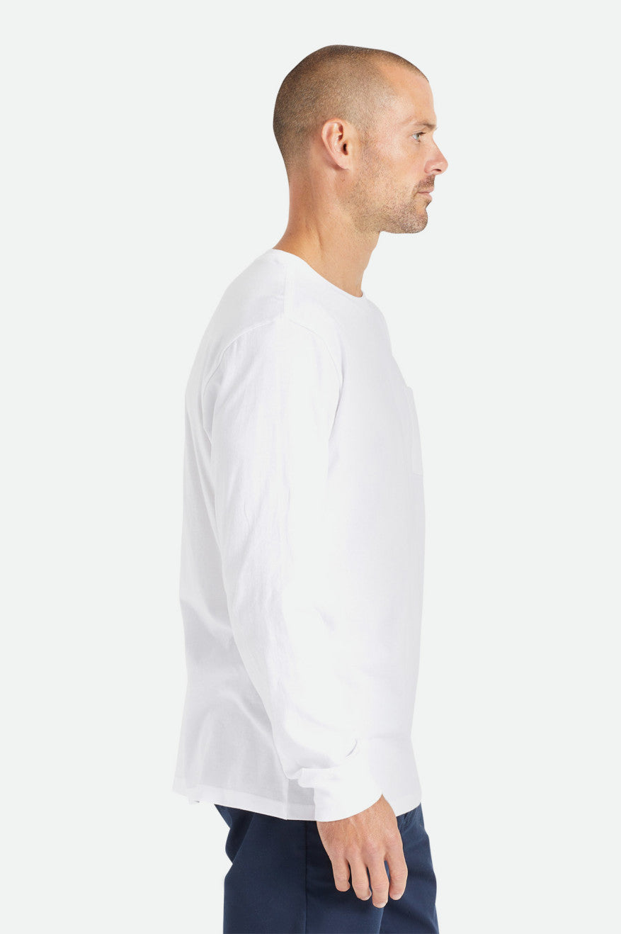 Tops Brixton Basic L/S Pocket Hombre Blancas | RMUIHC546