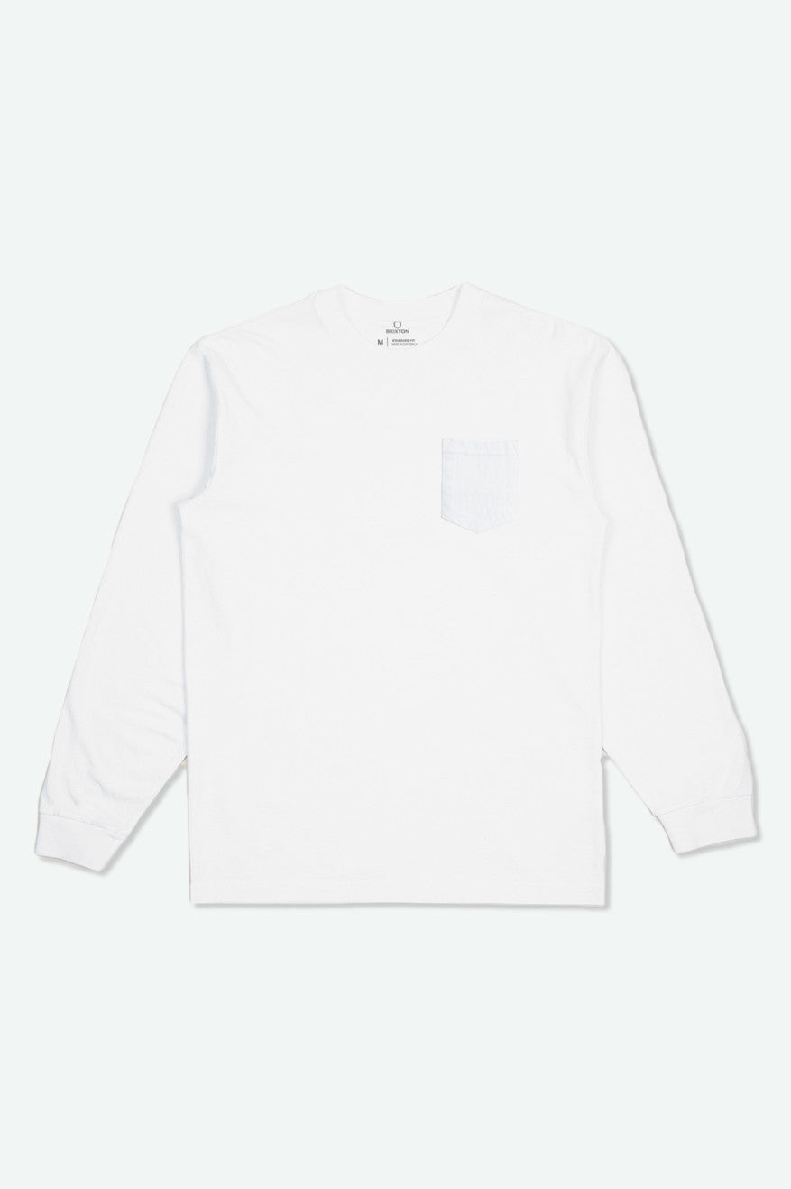 Tops Brixton Basic L/S Pocket Hombre Blancas | RMUIHC546